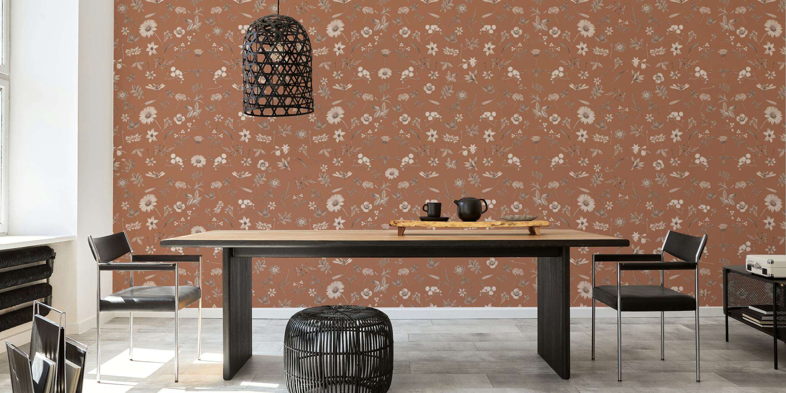 Pattern Floral Brown wallpaper