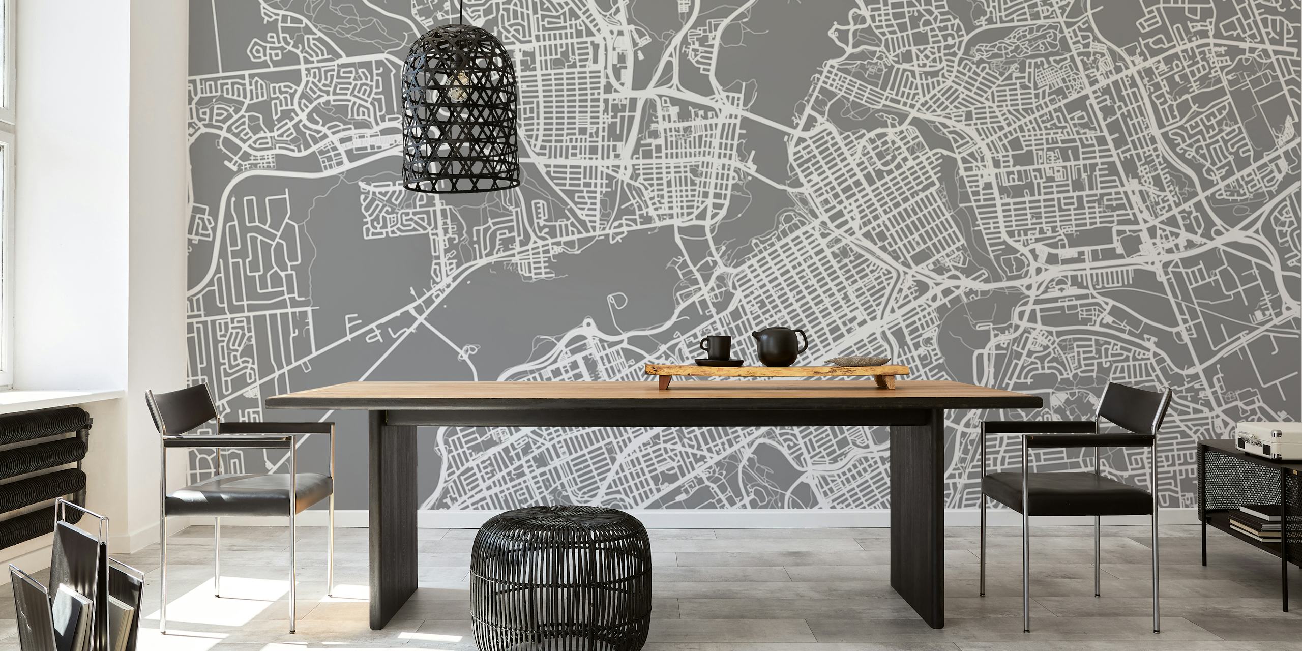 Ottawa city map in white lines on a gray background wallpaper