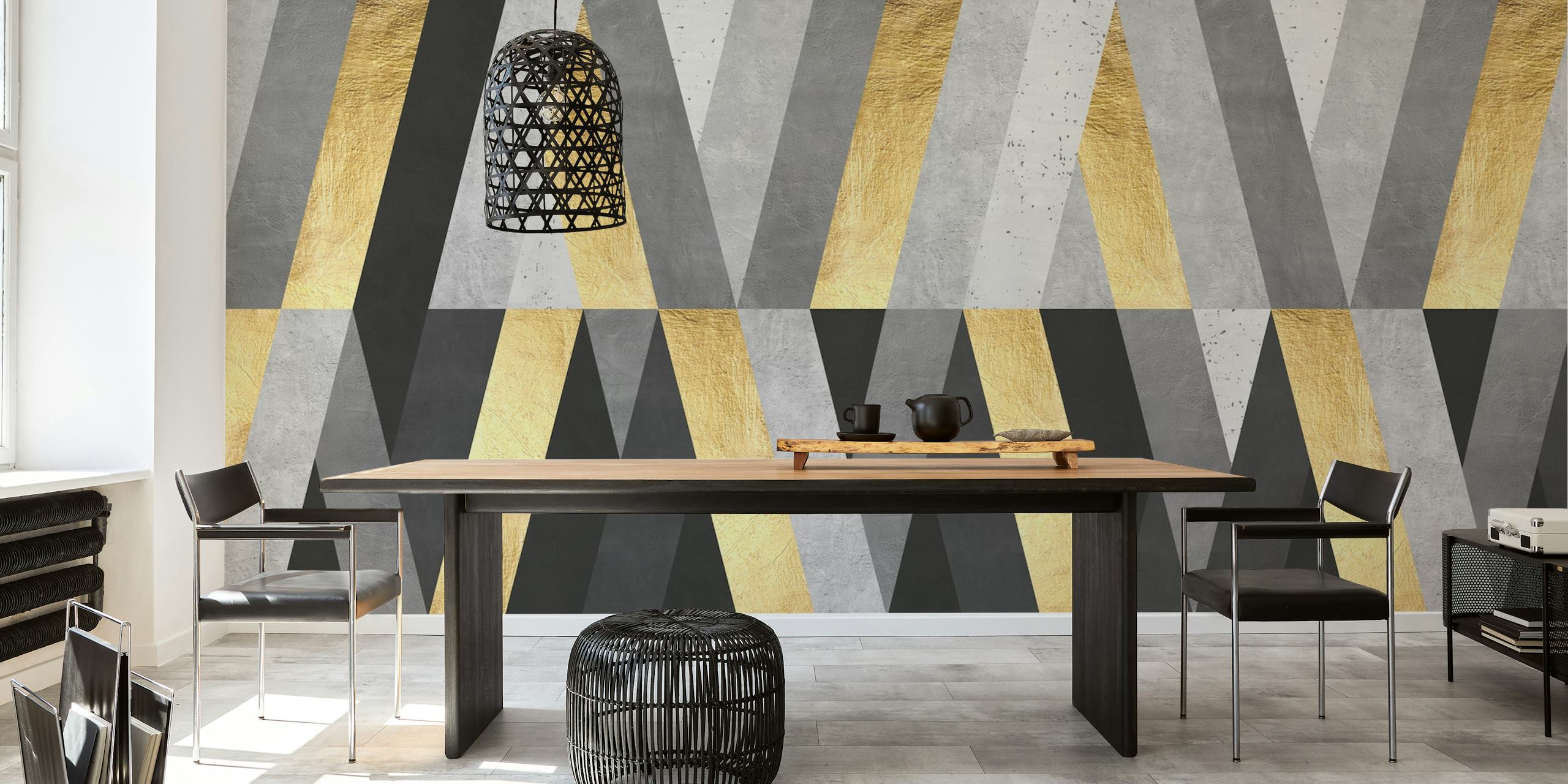 Carta da parati geometrica di lusso Gray and gold