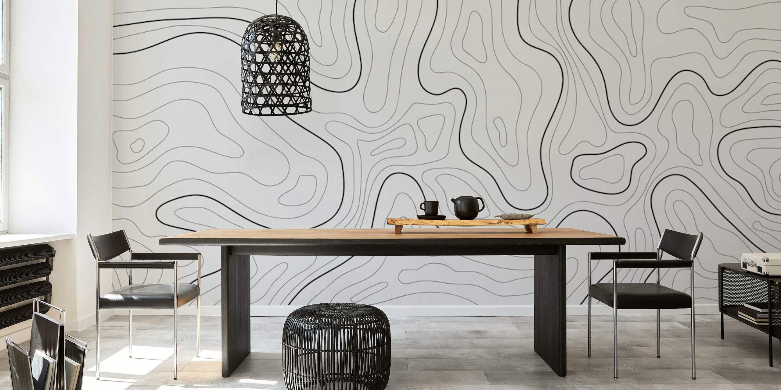 Papel tapiz Topographic map exhibido en una habitación