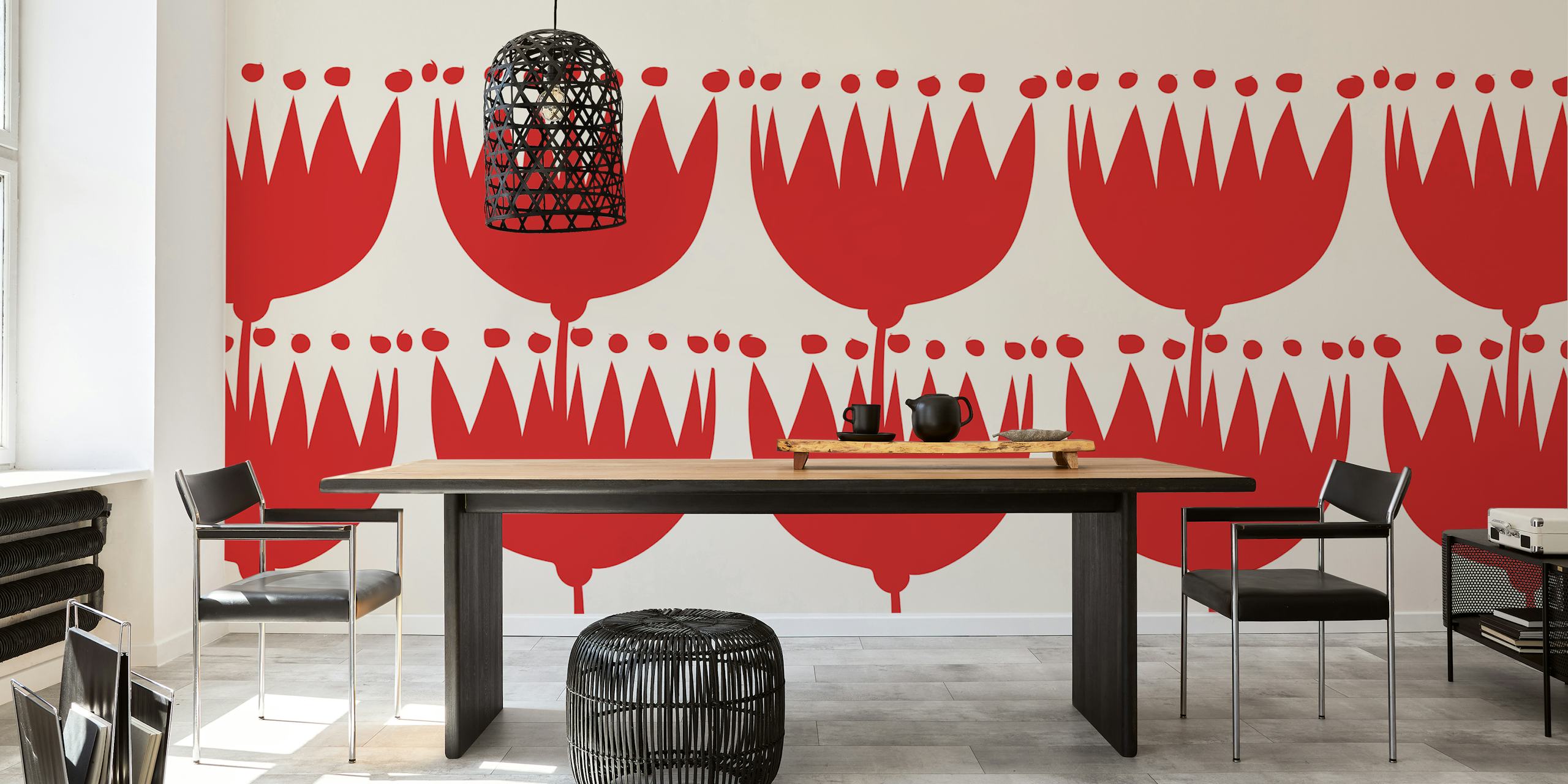 papel de pared 70s Groovy Garden en una habitación