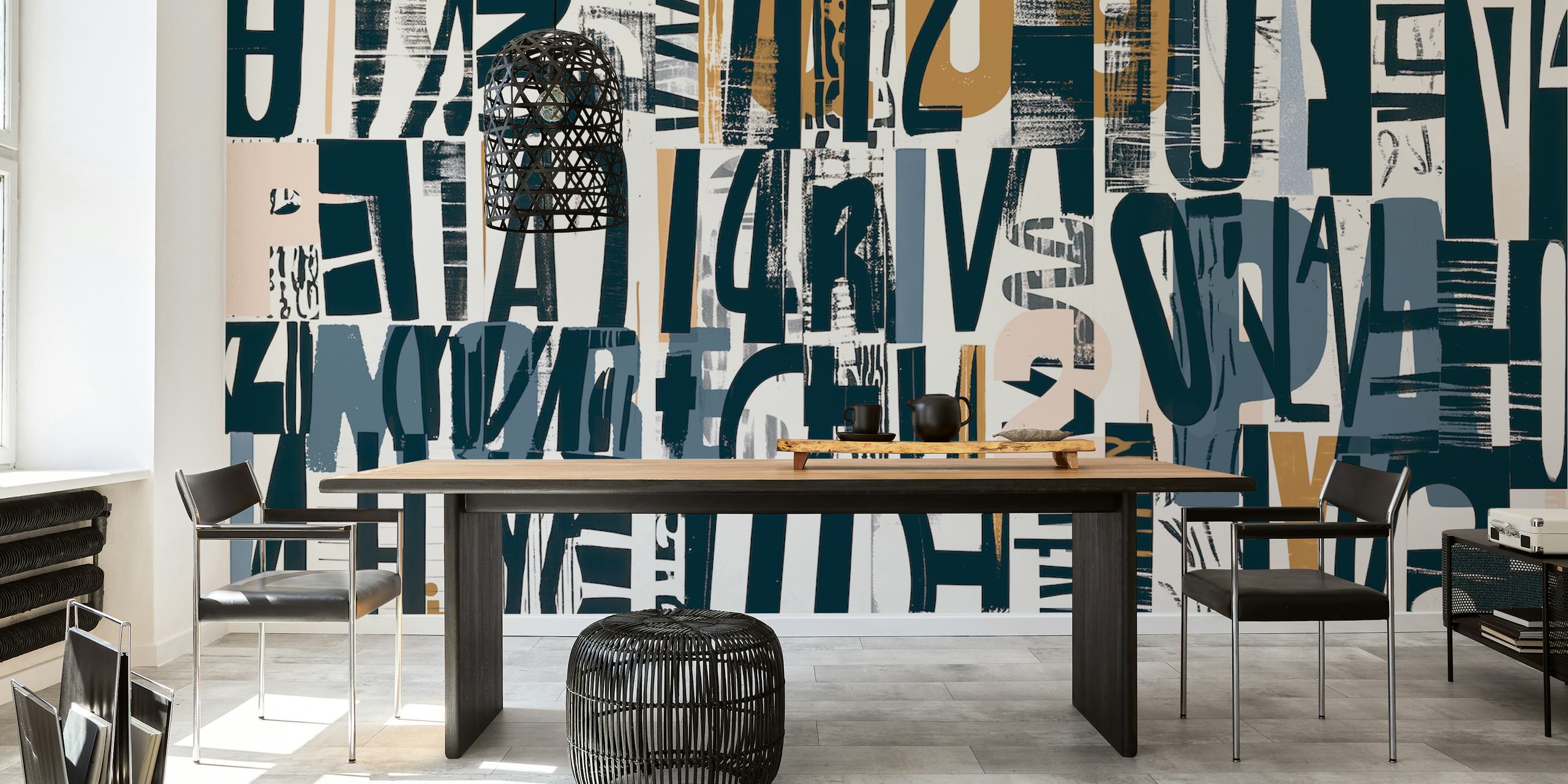 Grunge Typo Street Art wallpaper in a room