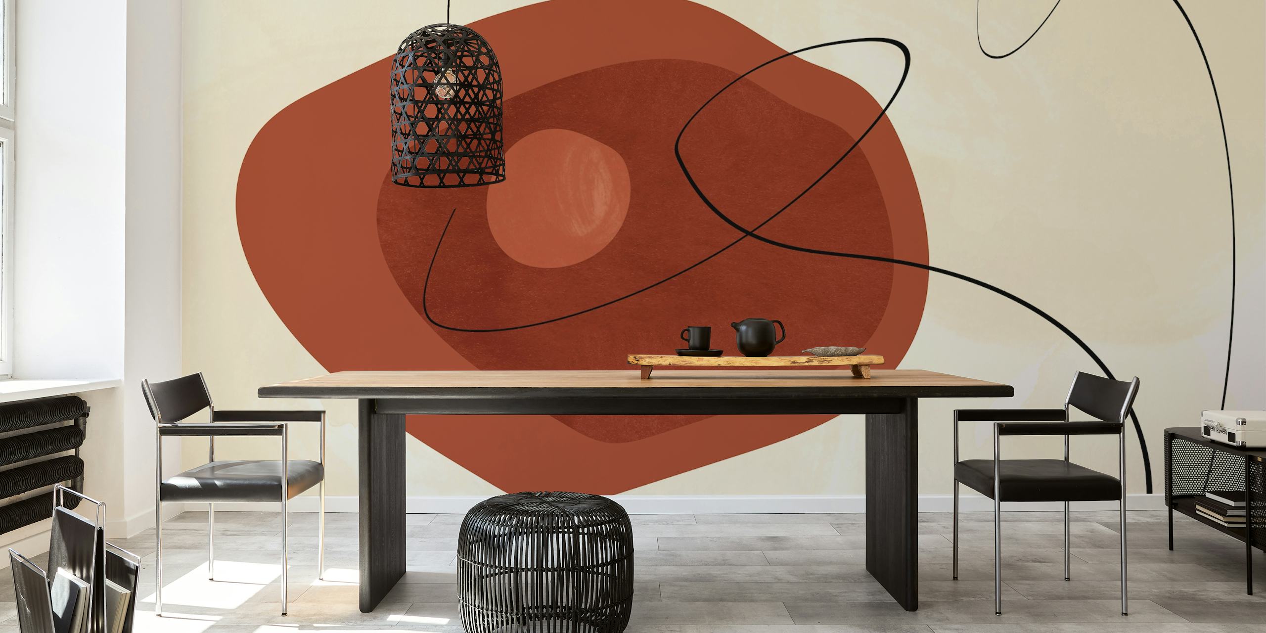 Mid Century Bauhaus Organic Form wallpaper in een kamer