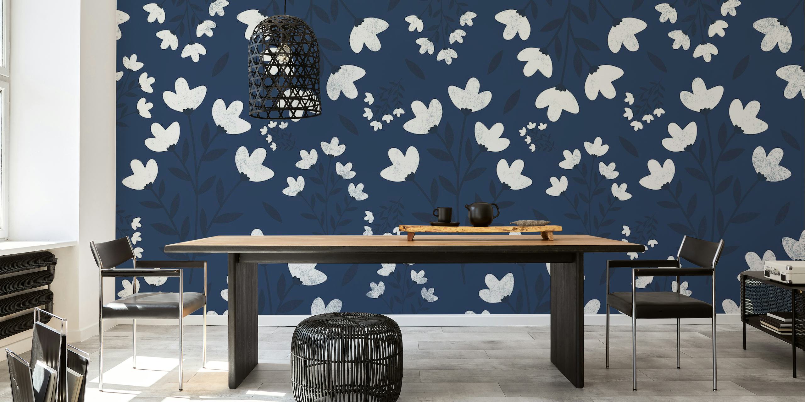 BOHO FLOWER BLUE wallpaper