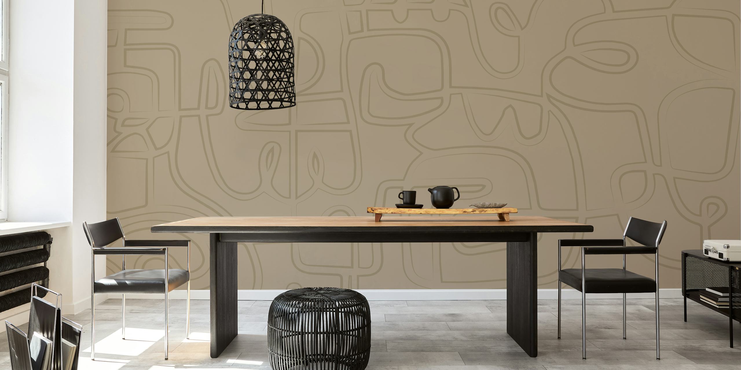Cubisme Beige Wallpaper In A Room