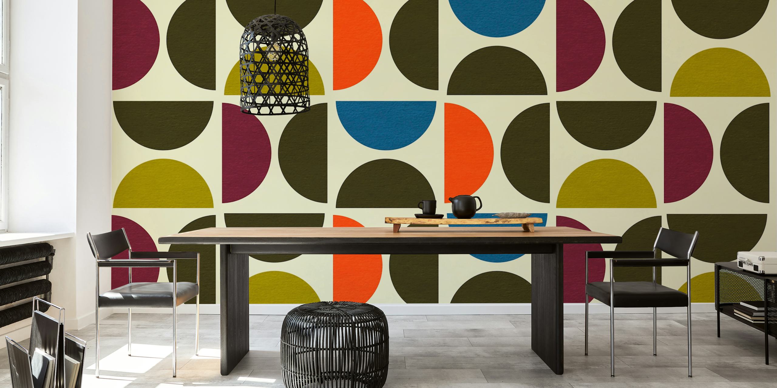 Vivid Mid Century Bauhaus wallpaper design