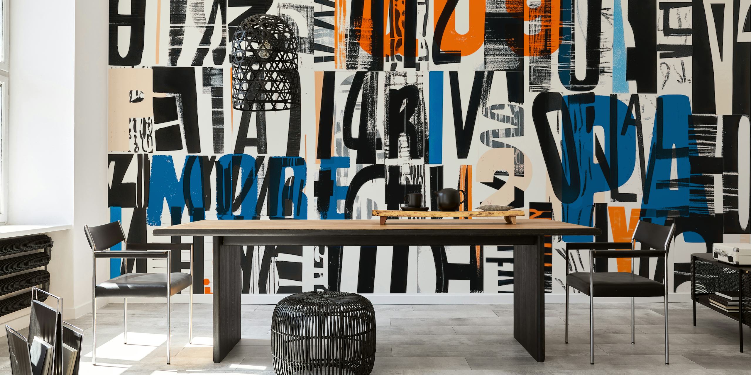 Grunge Typo Street Art tapet i et moderne rom