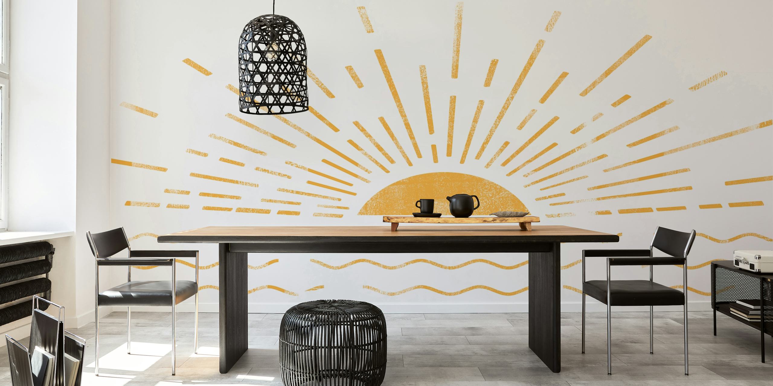 Summer Sunset Yellow wallpaper in a room