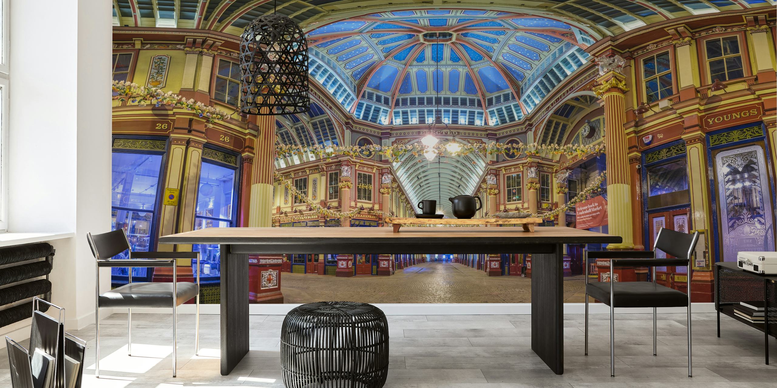 Papel de parede Leadenhall Market em um quarto elegante