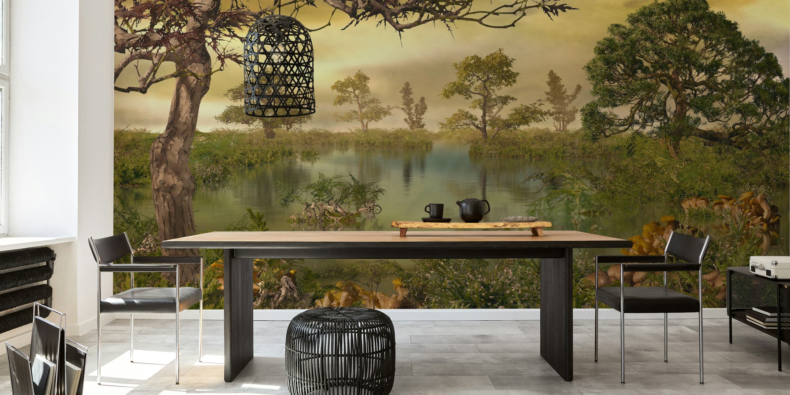 Autumn Dreams aquarel wallpaper in a room