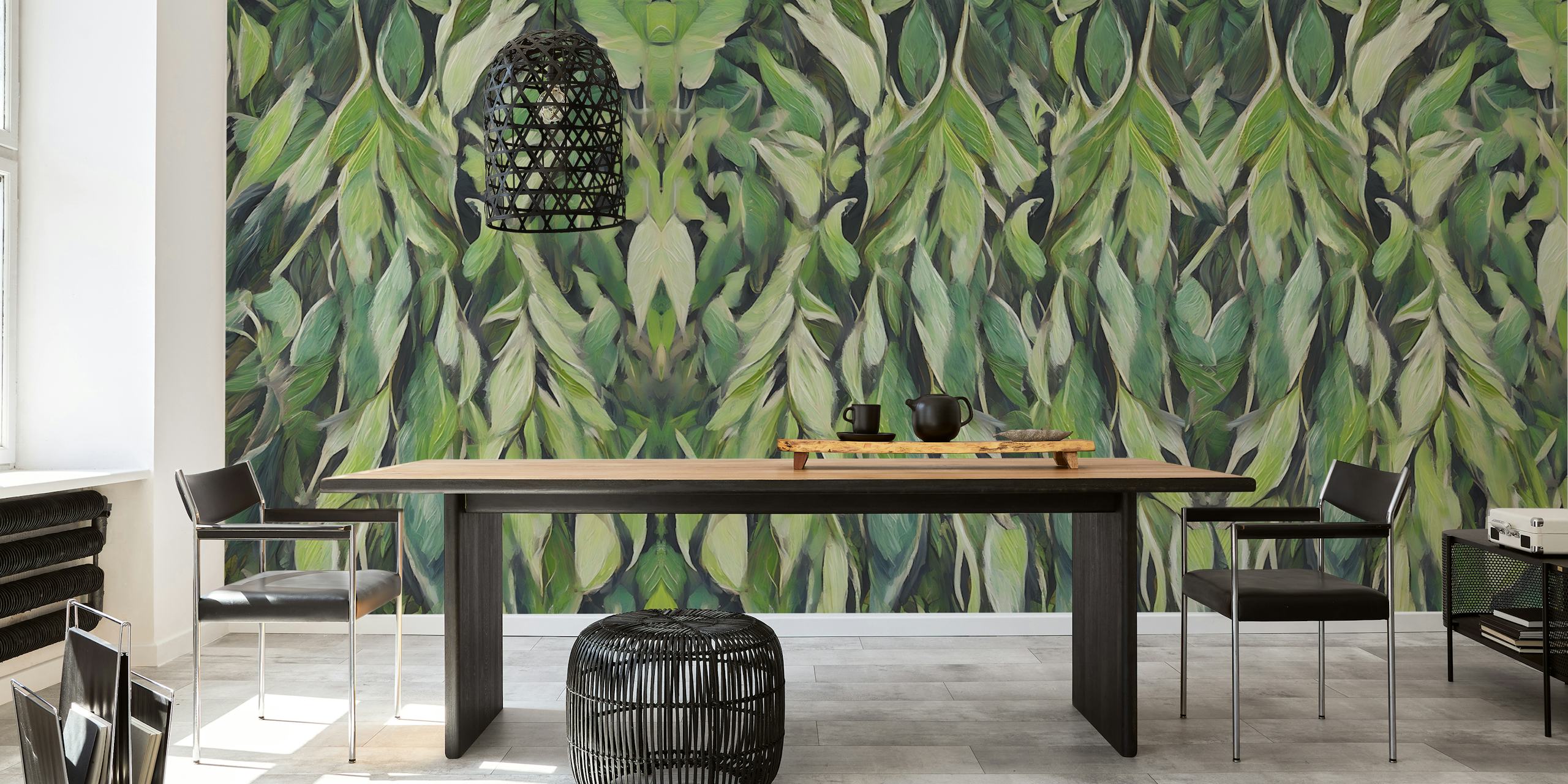 Foliage Green Botanic Wallpaper In A Room