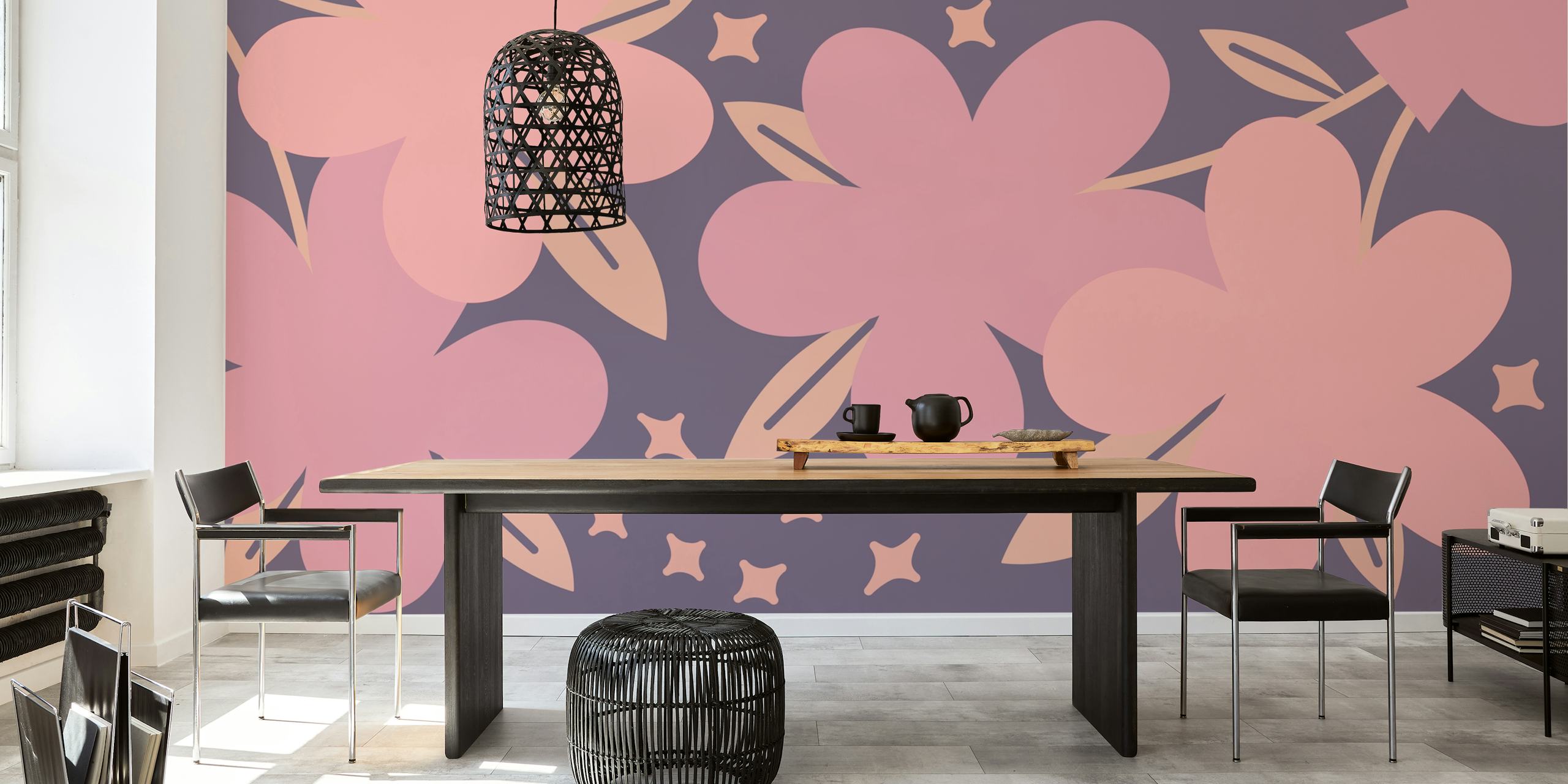 Warm Floral behang in een kamer
