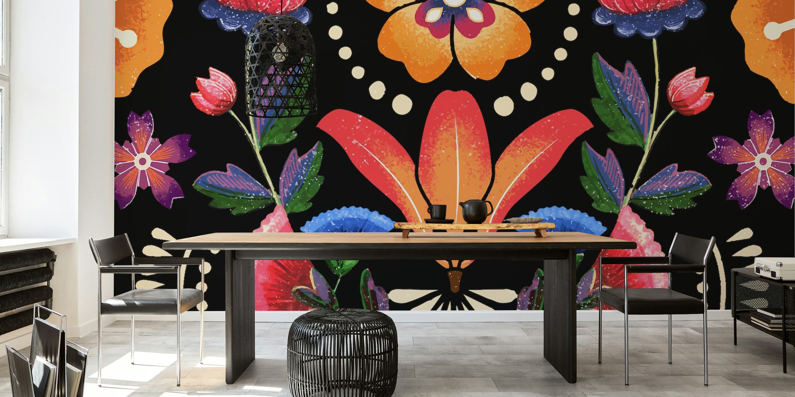 Frida Big Onix wallpaper in a cozy room