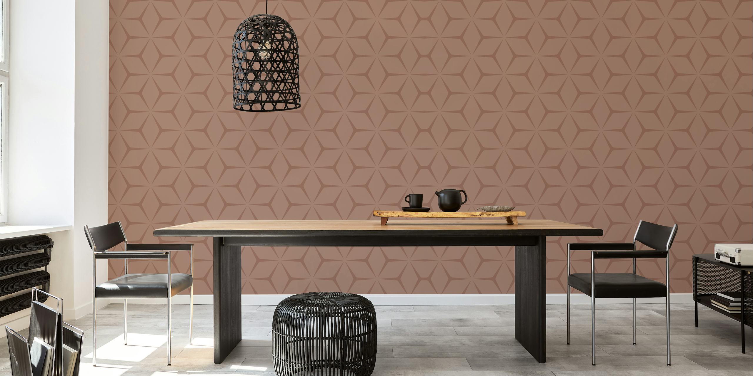 Geometric pattern in soft coral wallpaper