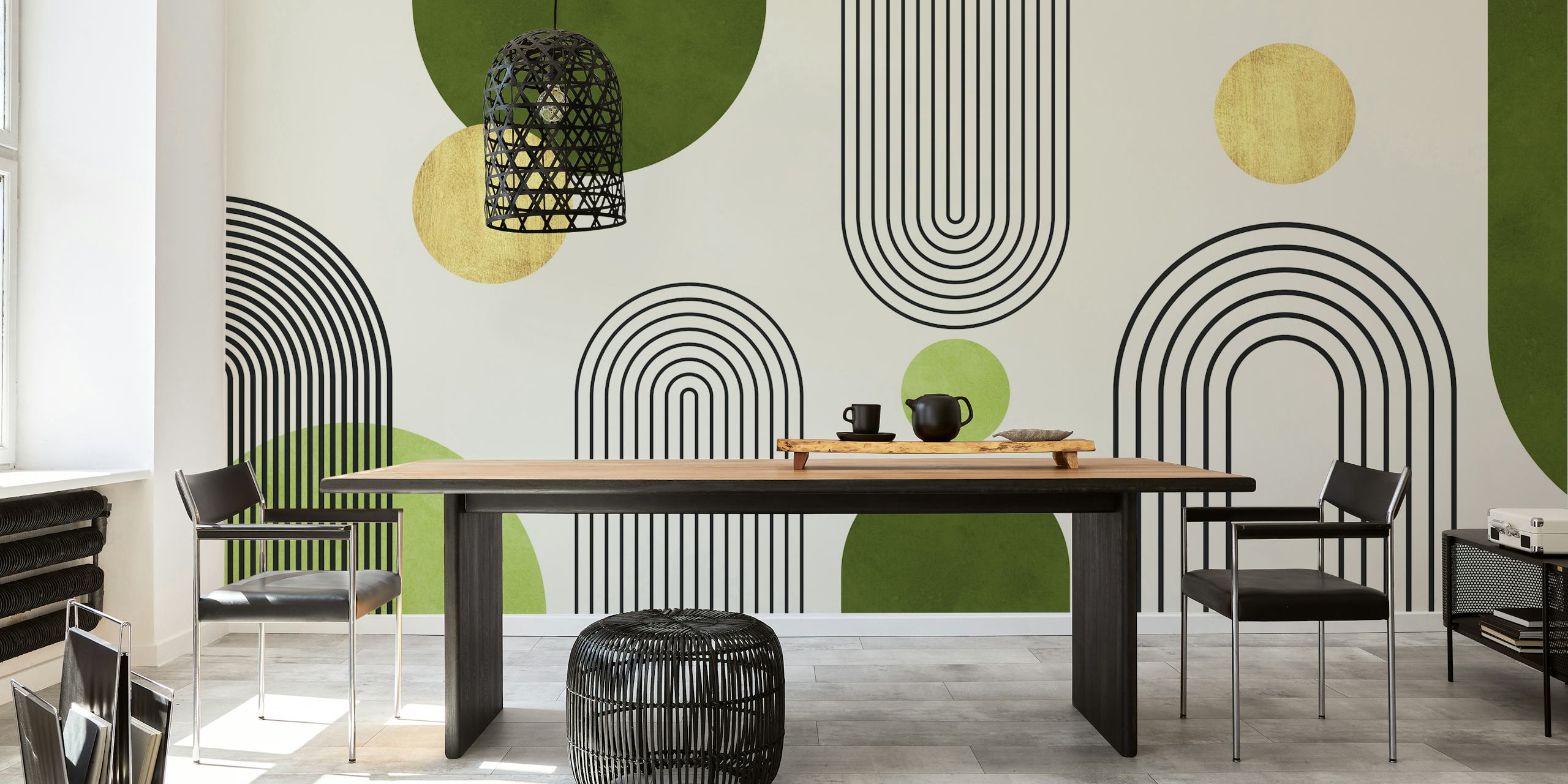 Watercolor circles 8 papel tapiz en una habitación