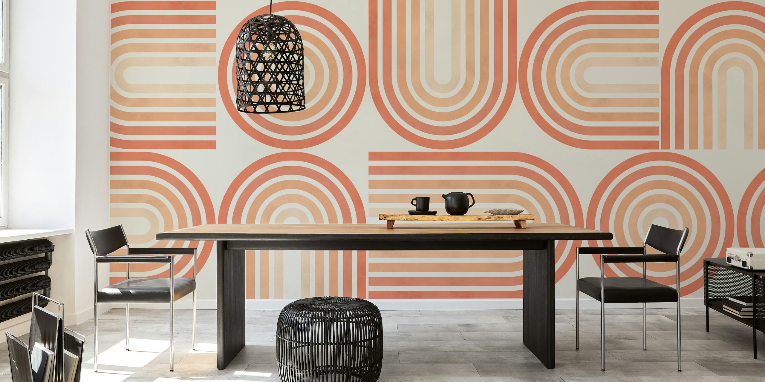 Ταπετσαρία Circles and Lines 5 σε δωμάτιο