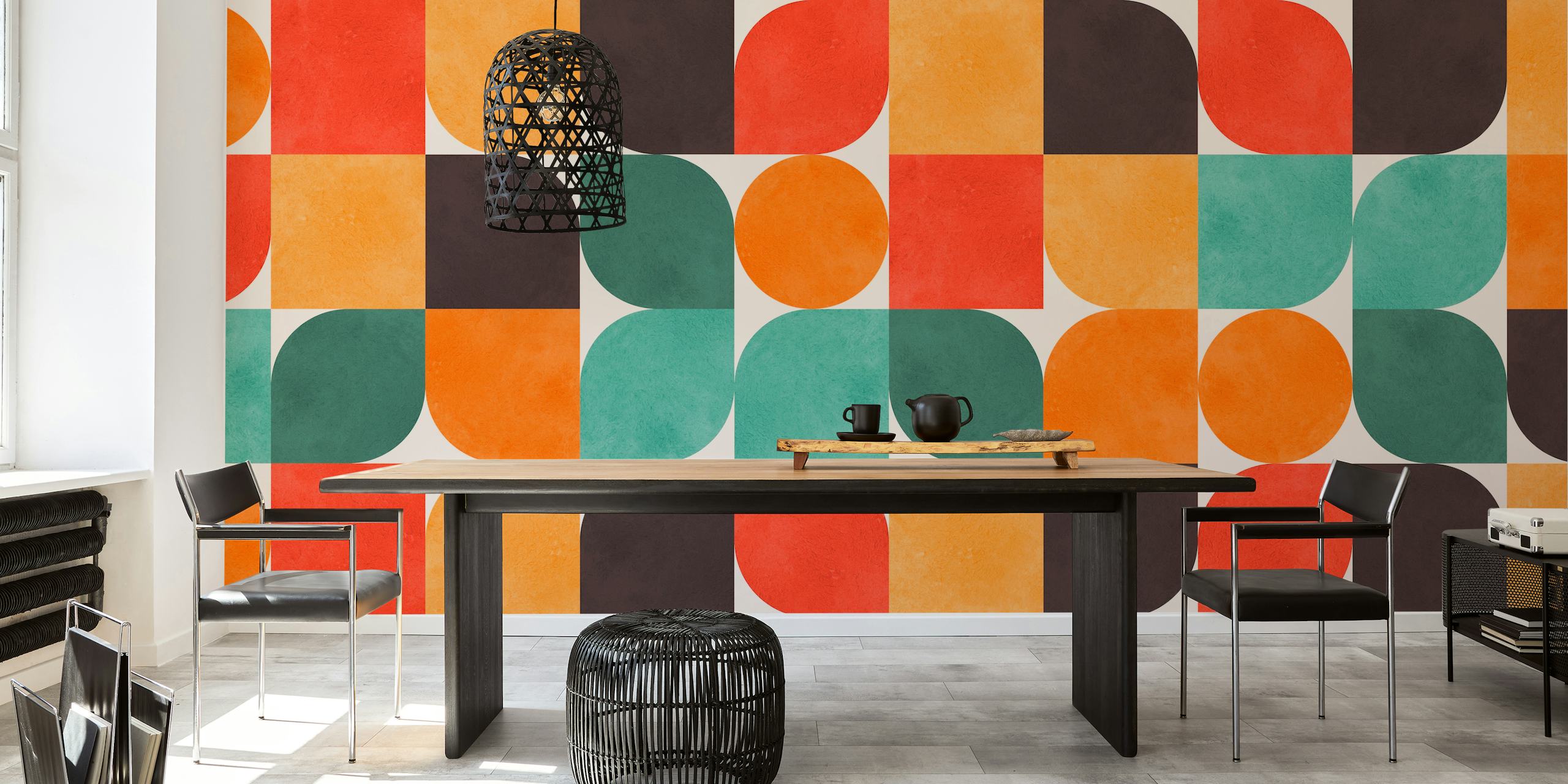 Colors in Harmony 5 geometric pattern wall mural with warm color palette