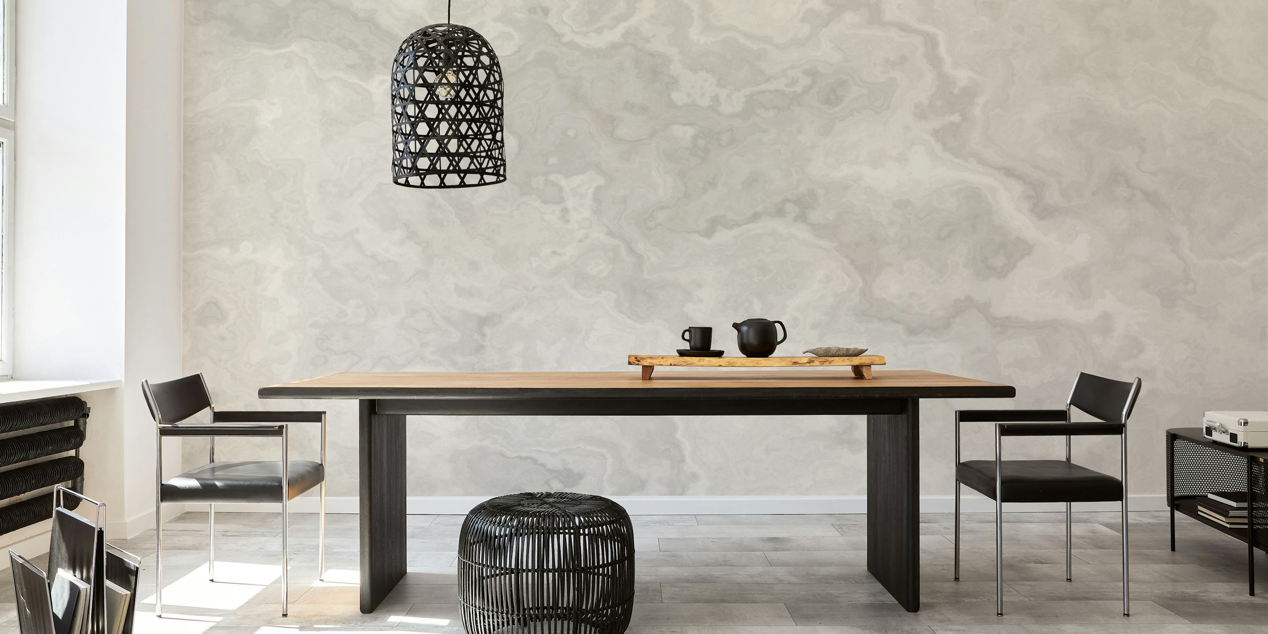 Greige marble pattern wallpaper with delicate swirls and textures