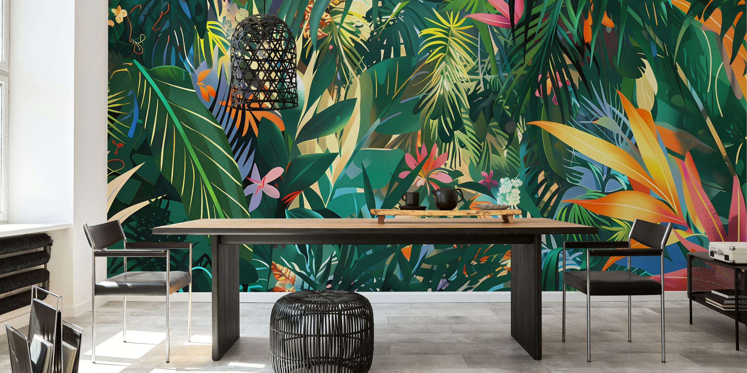 Tropical Forest 2 wallpaper design in a room