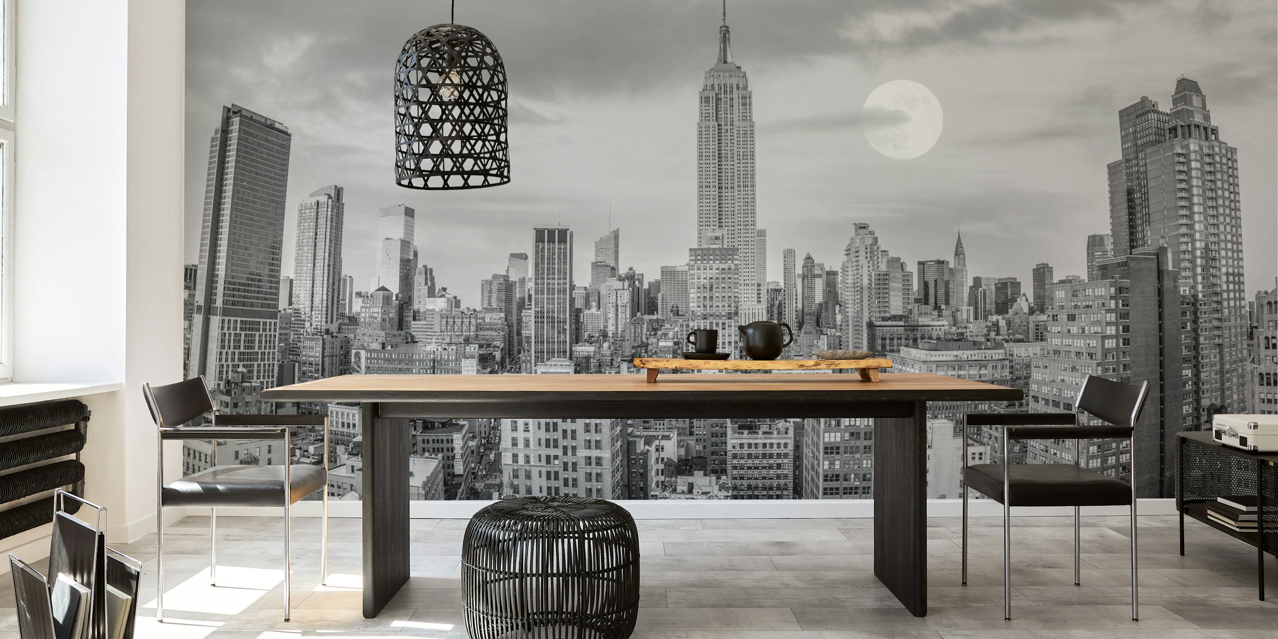 Cityscape Marvel wallpaper in a modern room