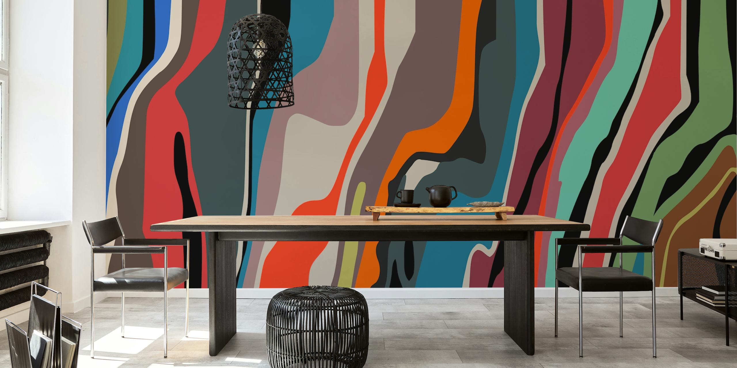 Papier peint Sinuous Shapes 12 dans une pièce