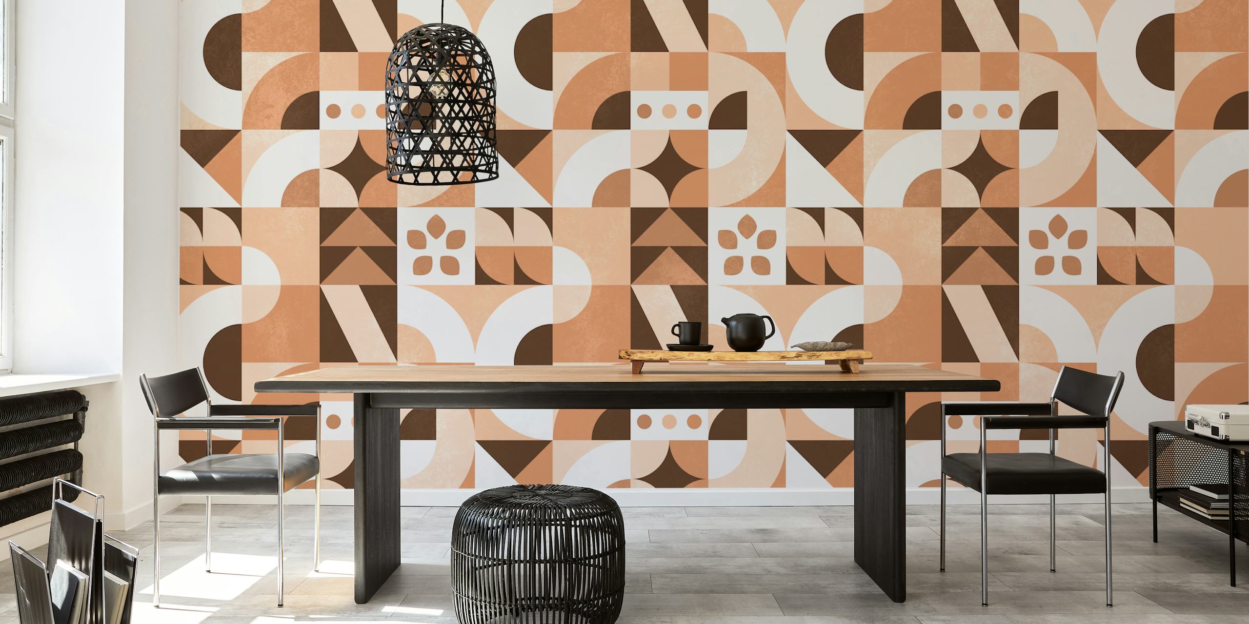 Carta Da Parati Mid Century Bauhaus Sunset In Una Stanza