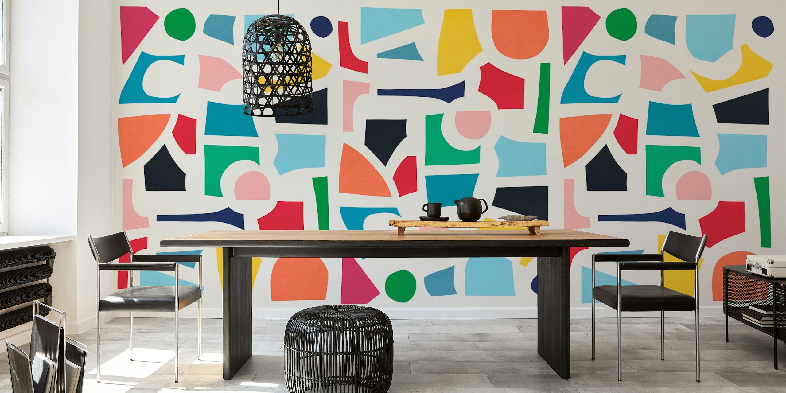 Design de papier peint Geometric collage dans une pièce