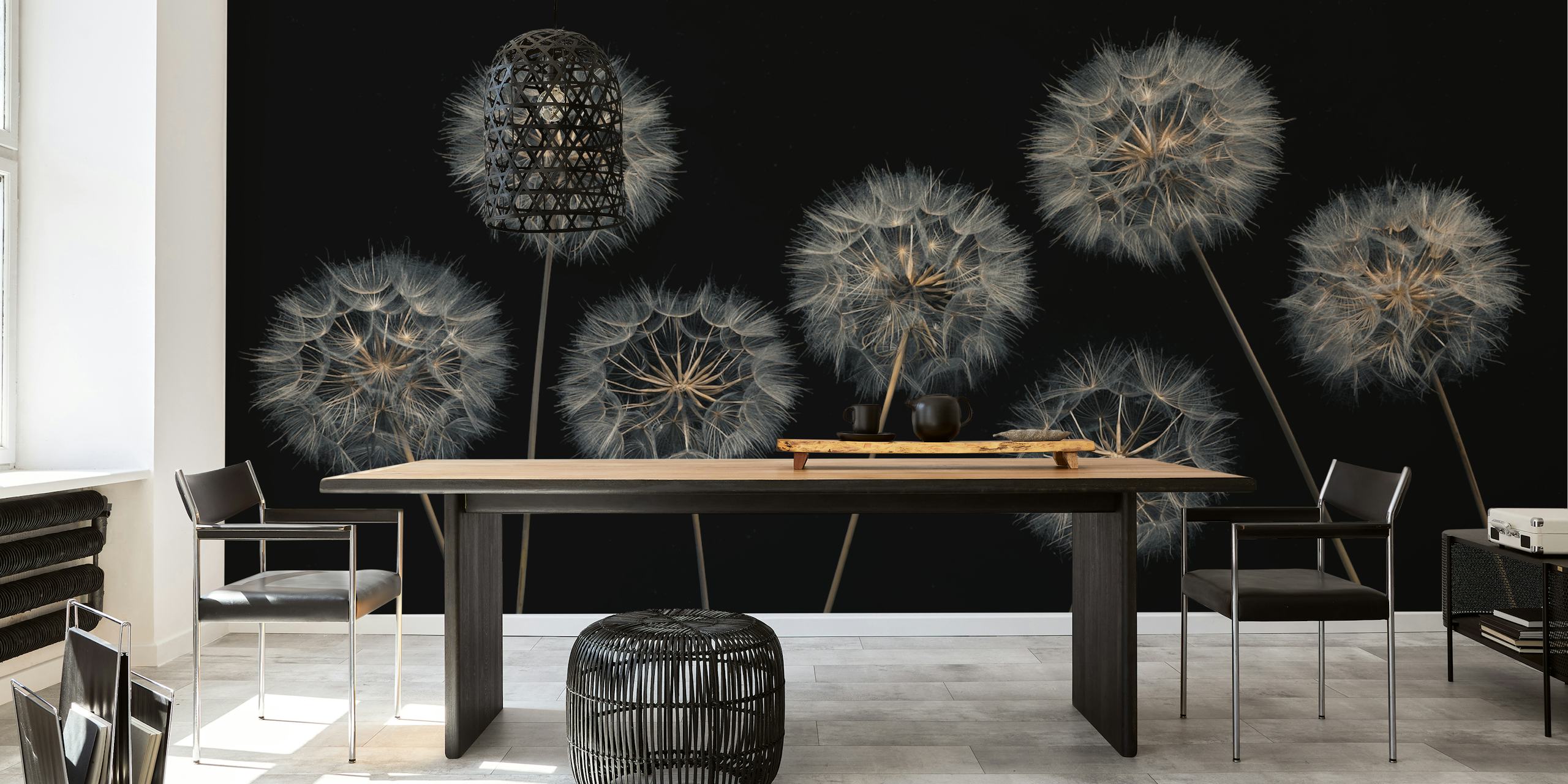 Dandelion flowers tapet i ett rum