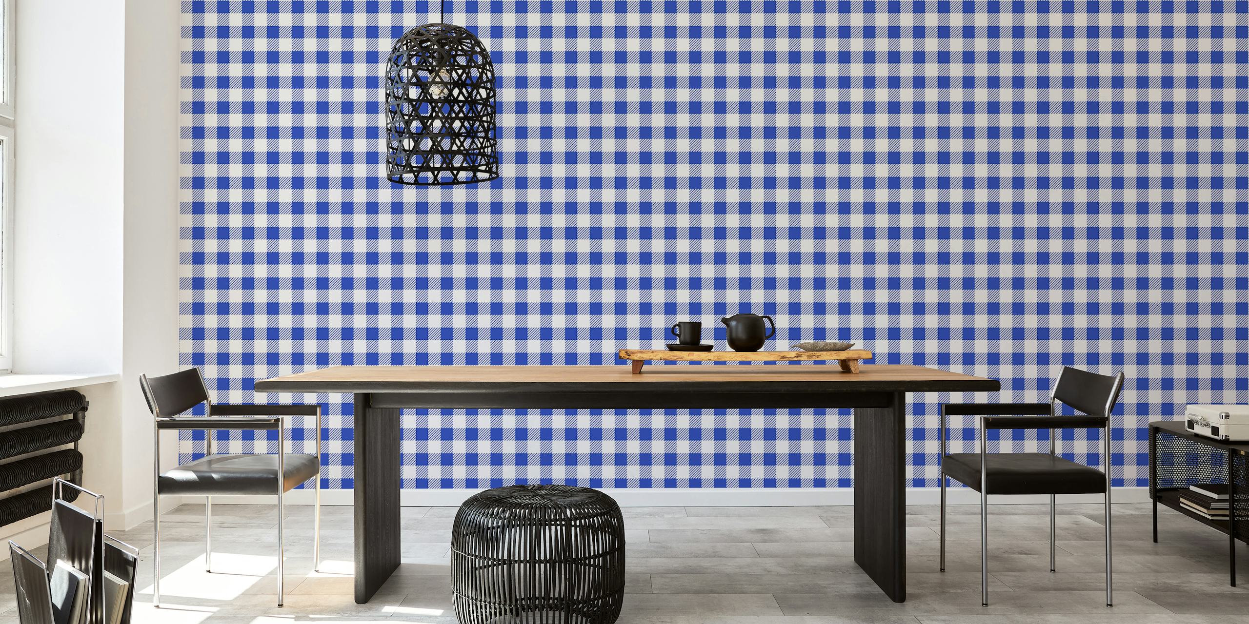 Abstract blue chess pattern wall mural