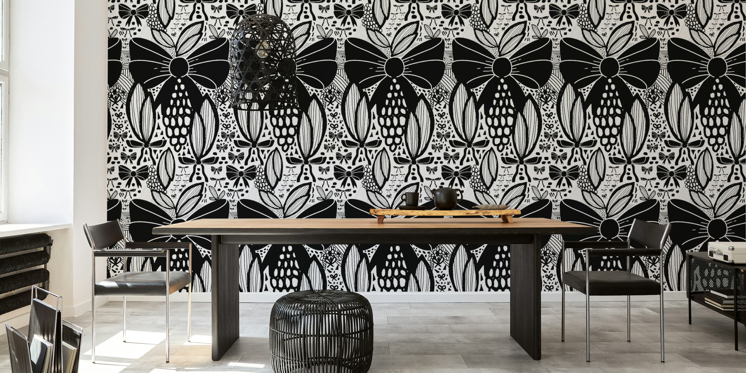 Blooming Silhouette Charm wallpaper in a room