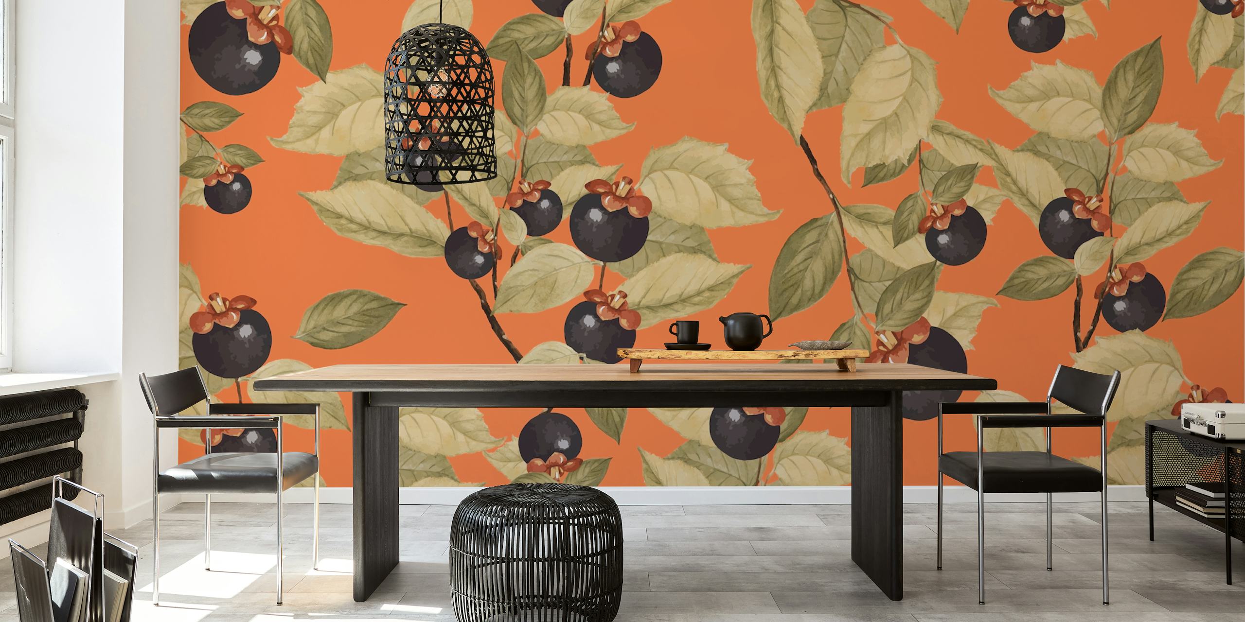 Fruit Orange wallpaper pattern in a room