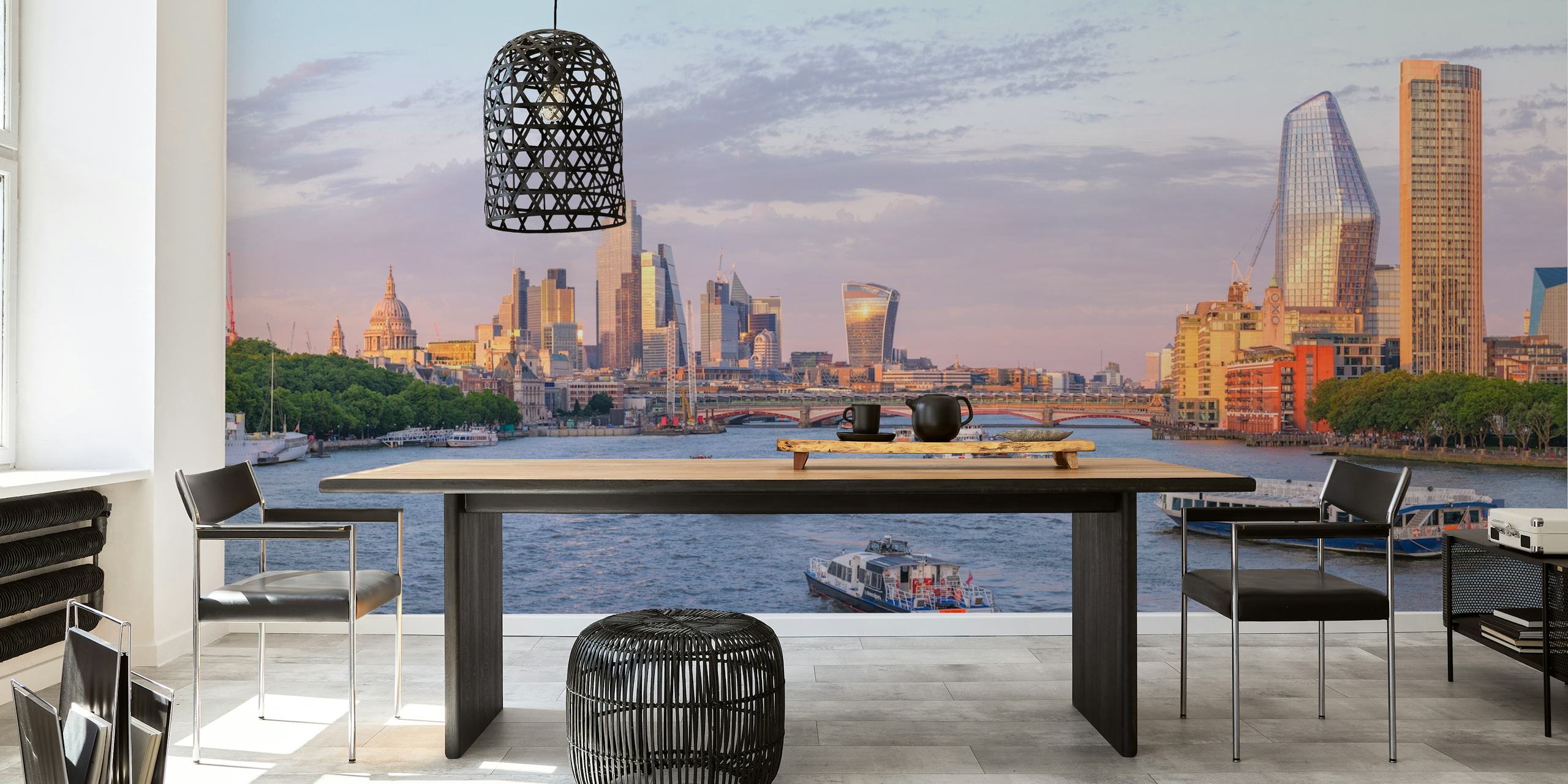 Golden Hour on the Thames wallpaper in a room