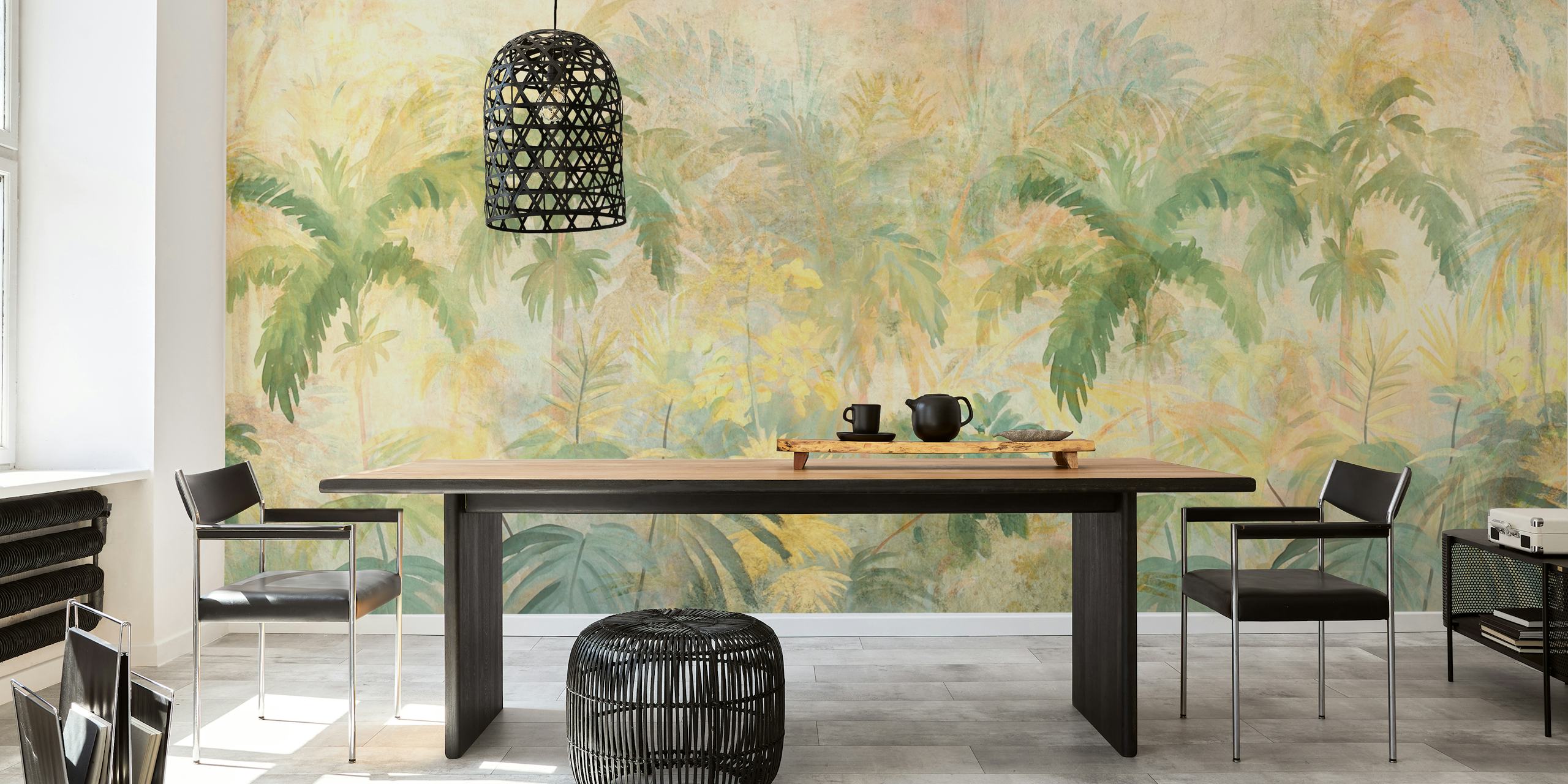 Tapeta Soft Opal Artistic Palms u sobi