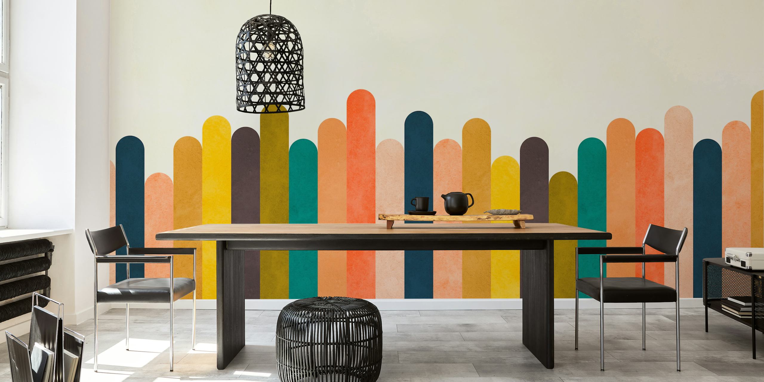 Design tapety Colorful arches w pokoju