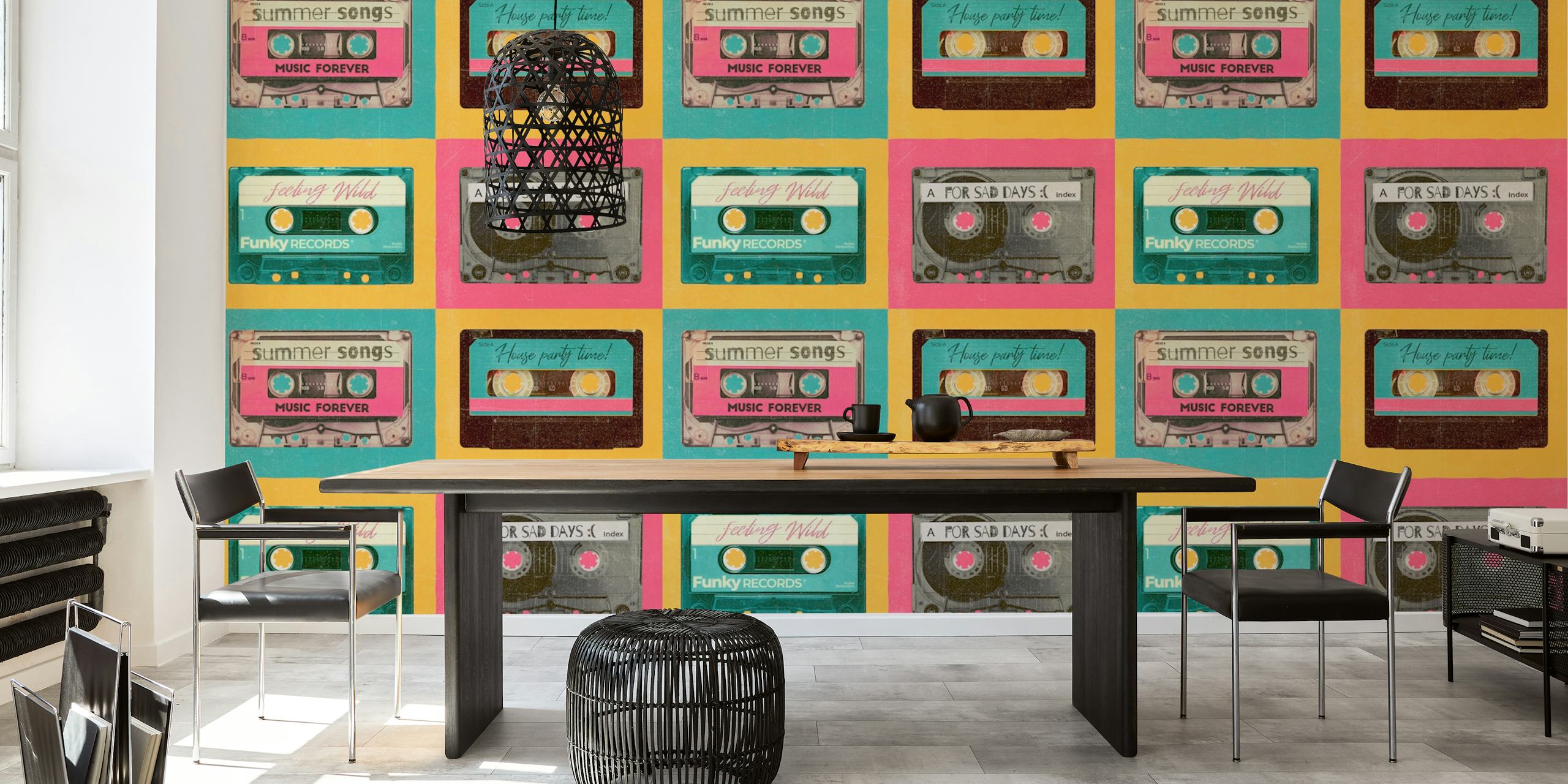 Retro Tunes Decor Art con cintas de cassette