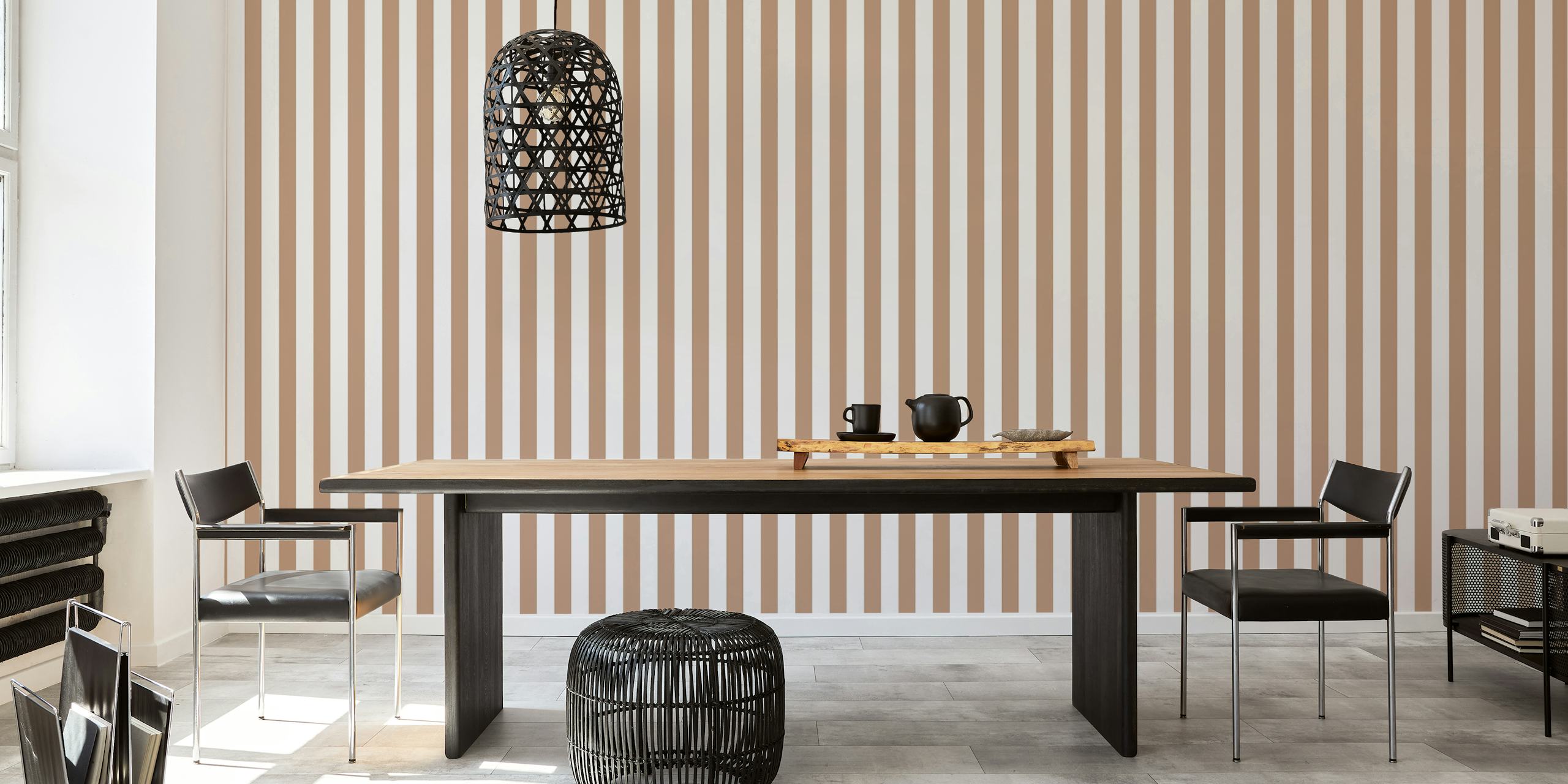 Stripes Scandinavian Fendi wallpaper in a room