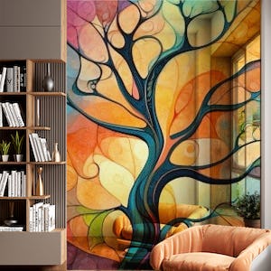 Abstract autumn tree, floral organic shapes