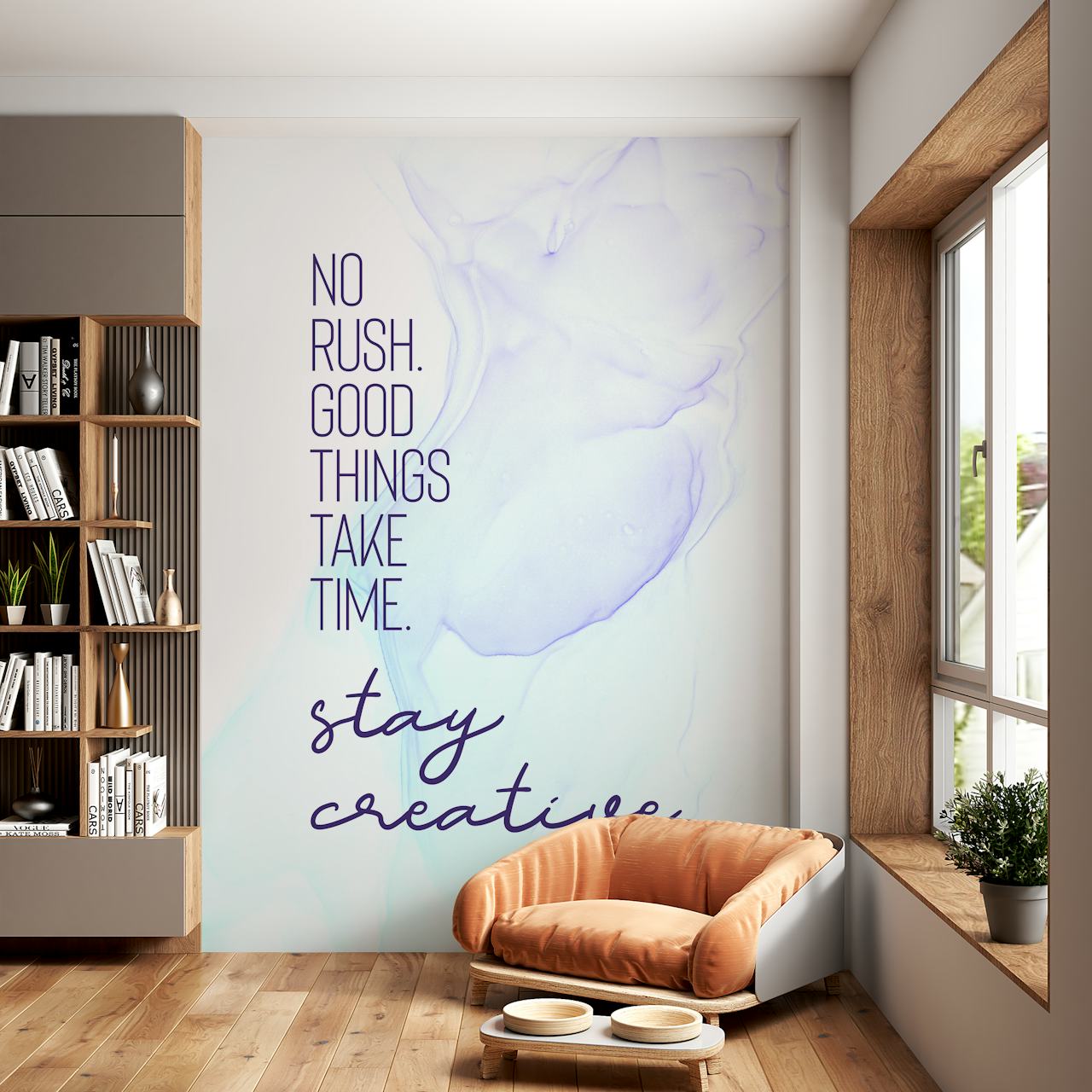Floating colors wallpaper in a room
