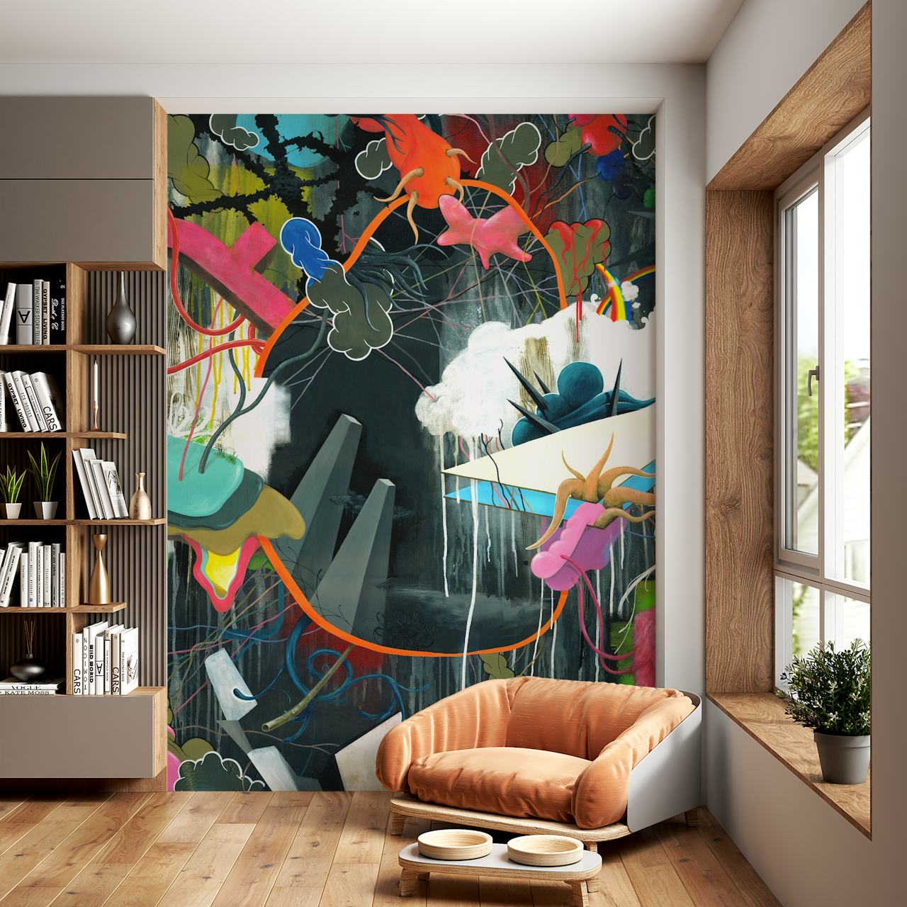 Kleurrijk behangontwerp voor interieurdecoratie