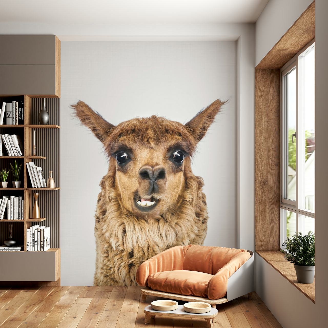 Happy Alpaca tapet i ett rum