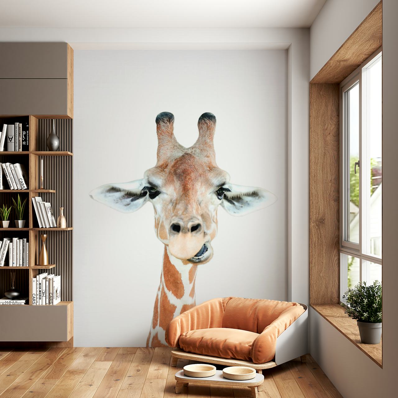Carta da parati Happy Giraffe in una stanza