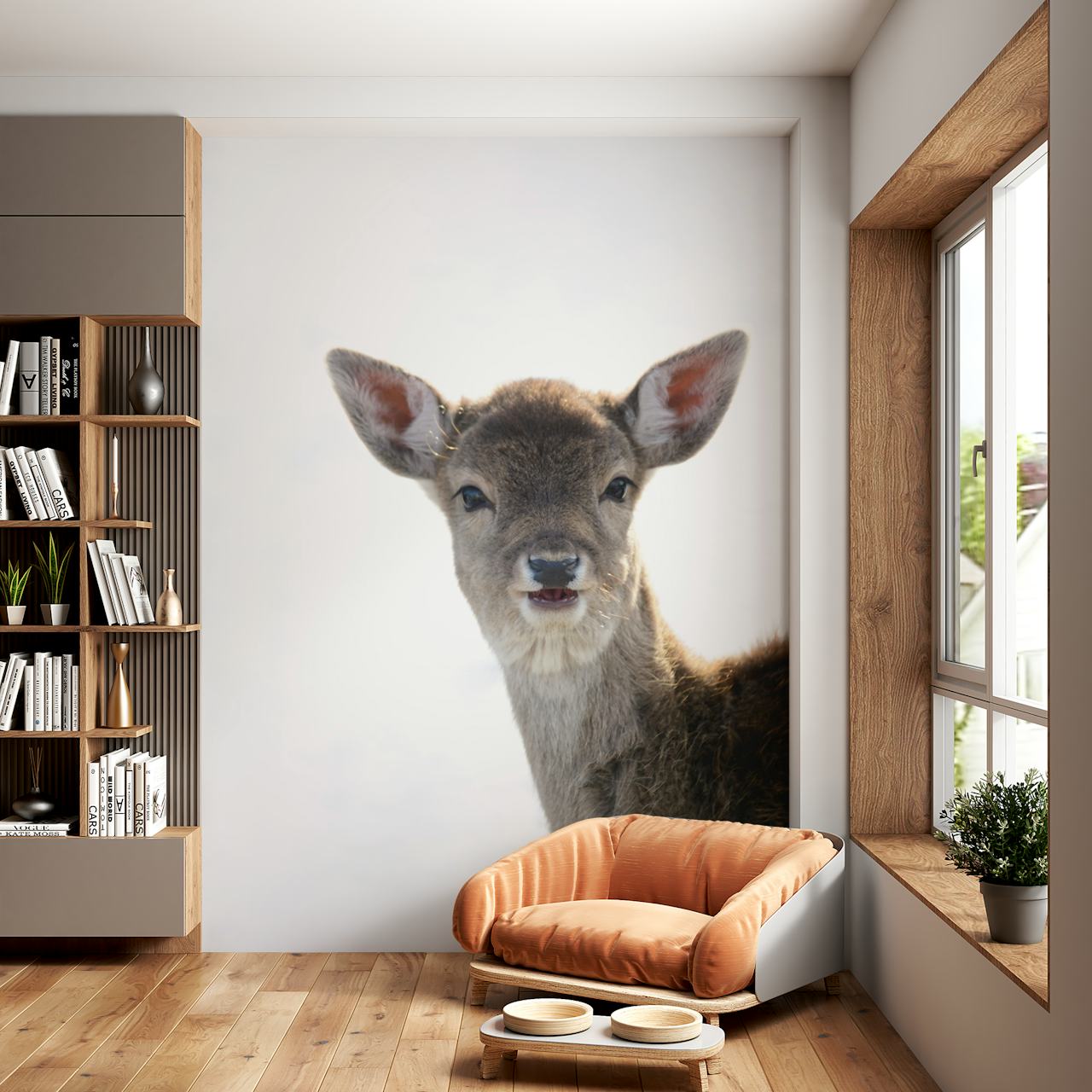Cute little fawn wallpaper in a room