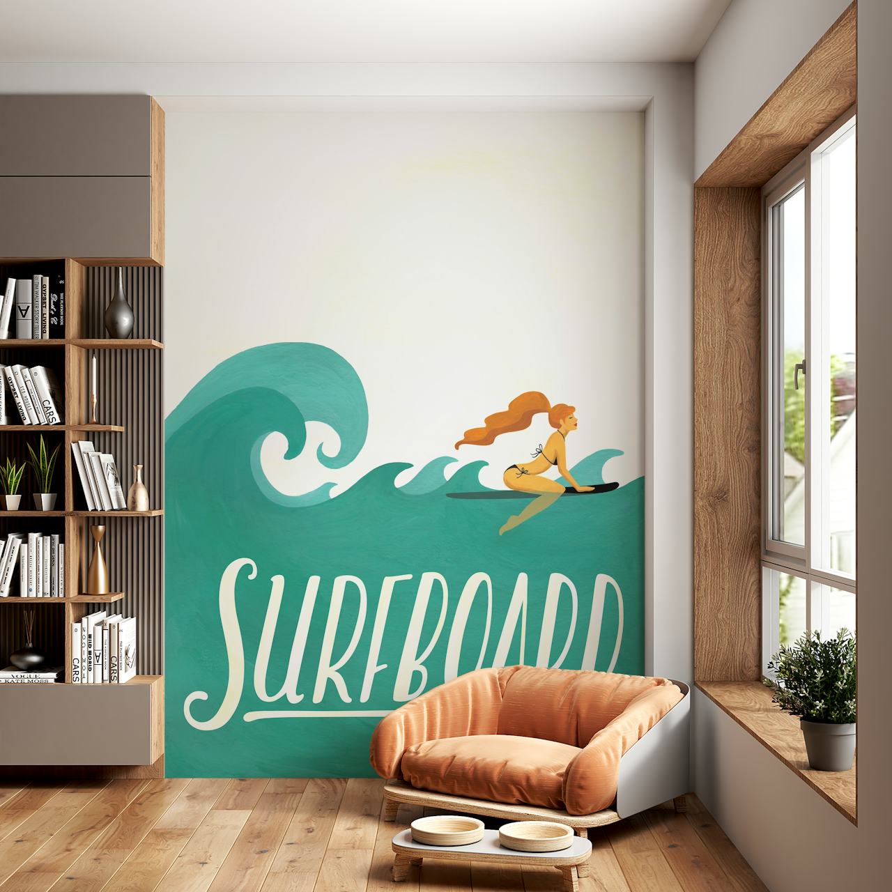 Stunning Surfboard en Surf Muurverf Wallpaper