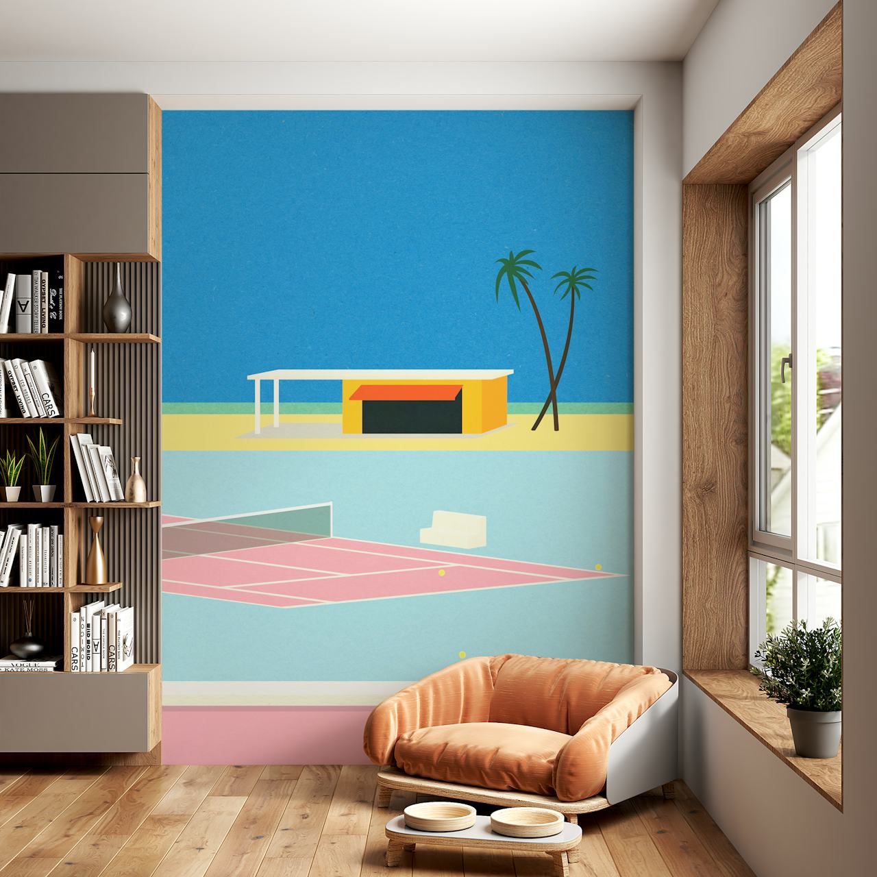 Tennis court wallpaper con beach view