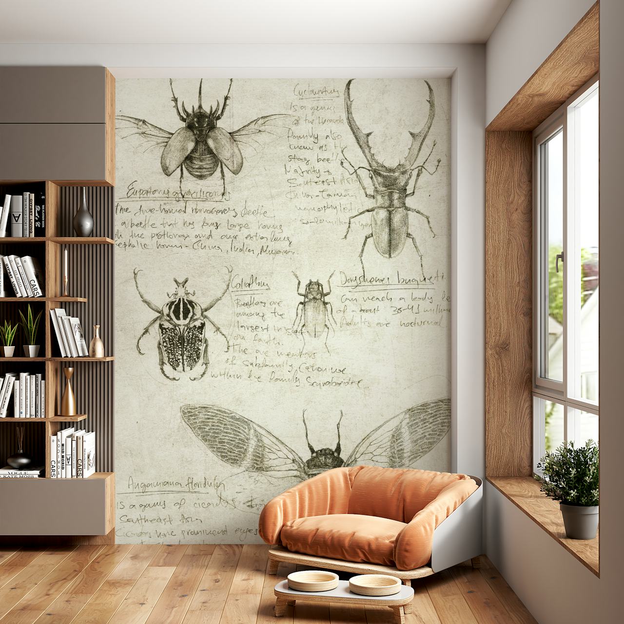 Conception de papier peint détaillée d'insectes et de bugs
