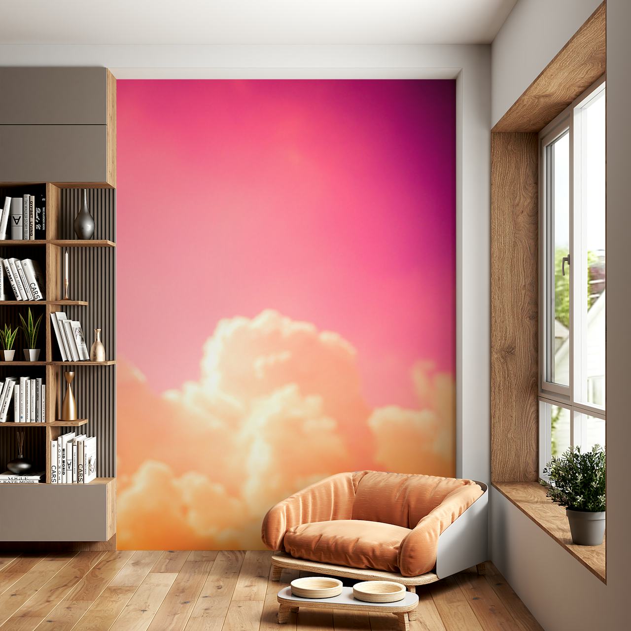 Colorful clouds in shades of purple and orange wallpaper