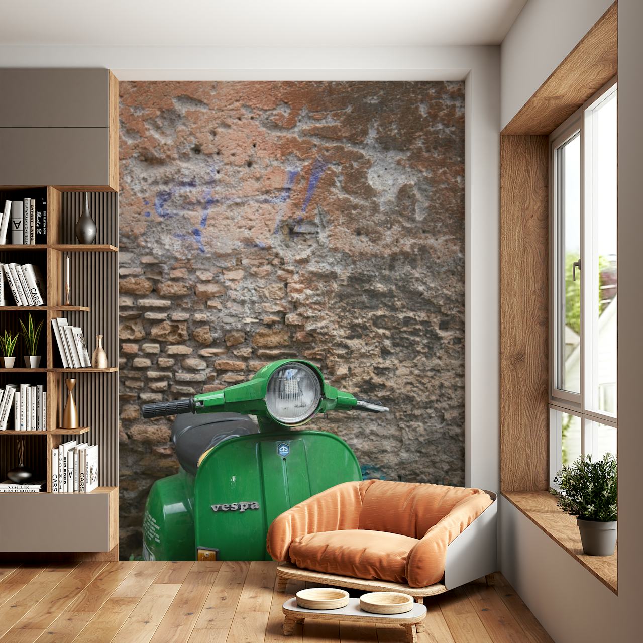 Green scooter ταπετσαρία σε ένα δωμάτιο