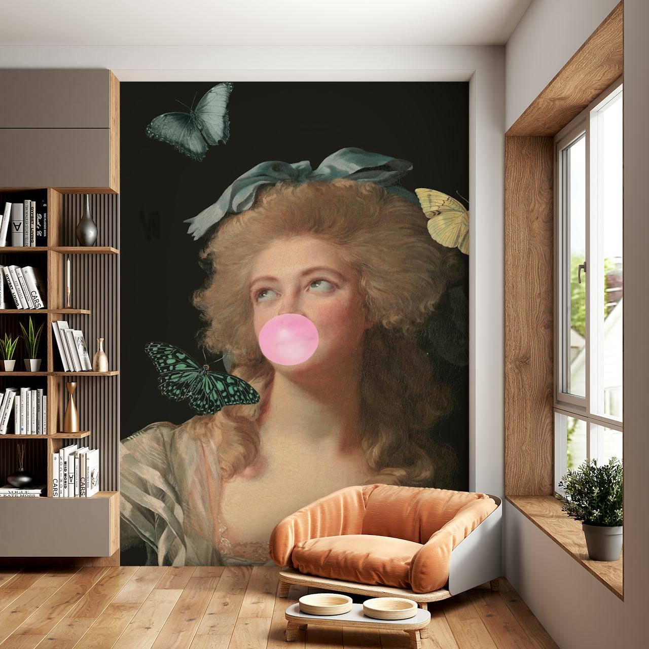 Butterfly Madame II wallpaper in a stylish room