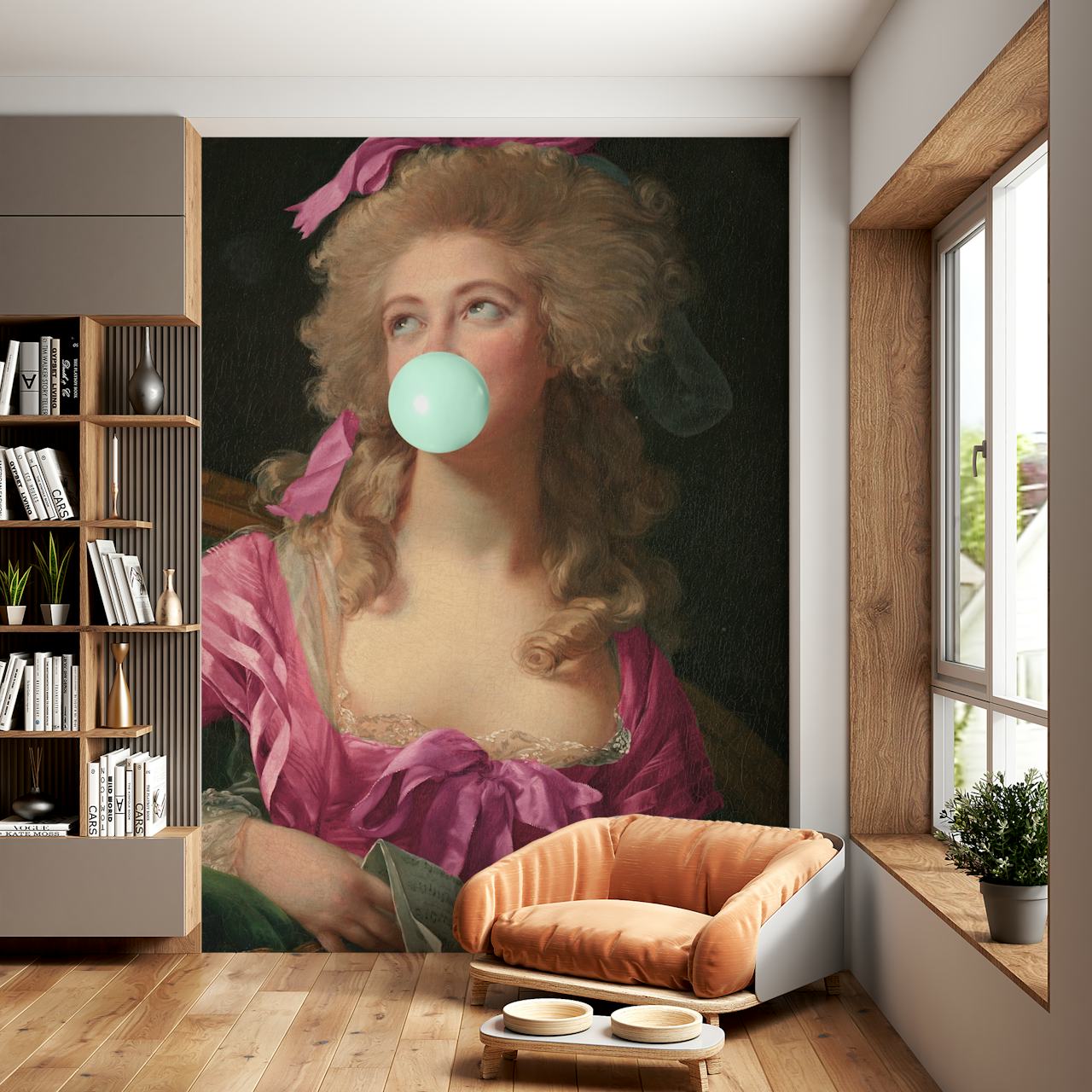 Ταπετσαρία Pink and Mint Bubble-Gum σε ένα δωμάτιο