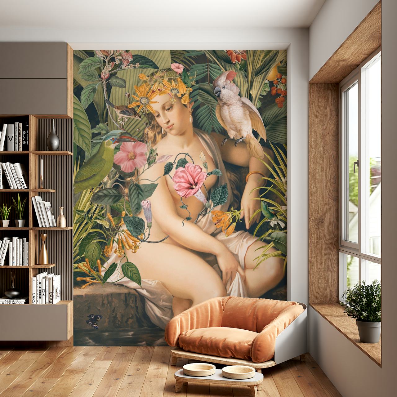 Carta da parati Vintage Bathing Lady Portrait in una stanza